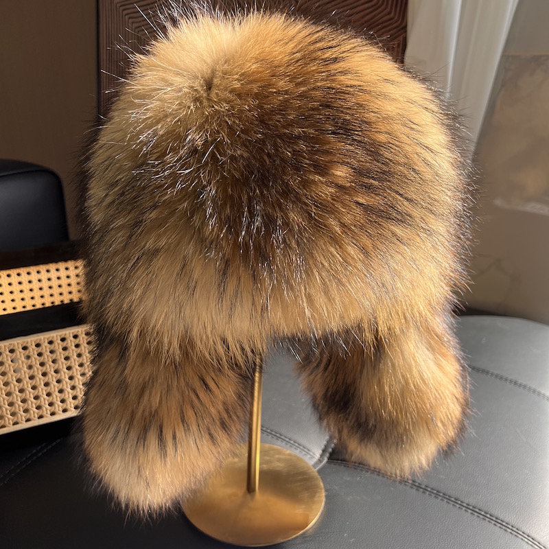 Natural Raccoon Fur Hat With E - огляд і ціна Winter Trapper Hat