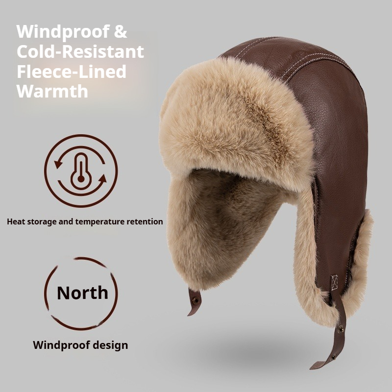 Men Winter Warm PU Leather Tra - огляд і ціна Trapper Hat Ear Flap